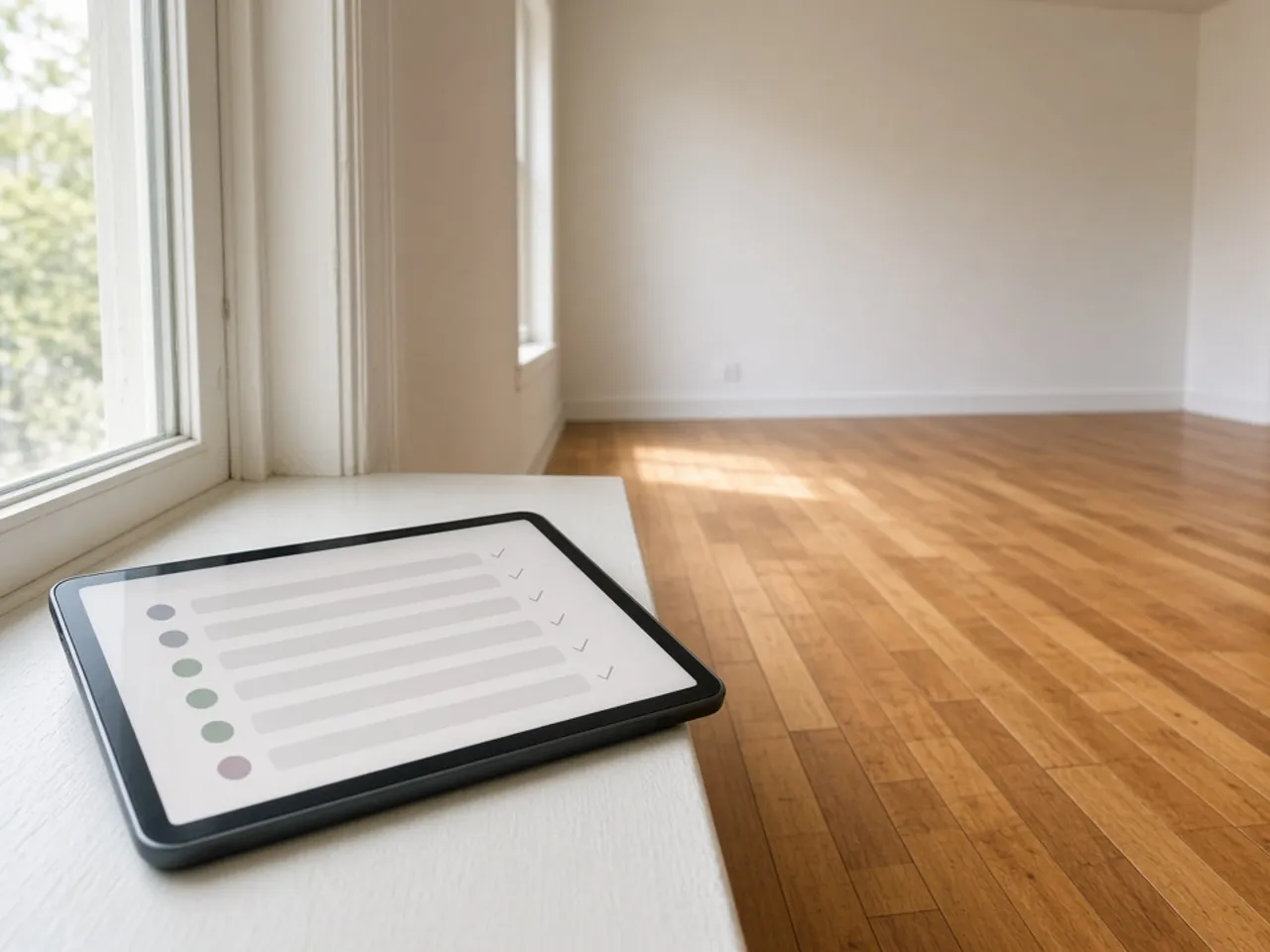 Property inspection checklist and a rental home interior