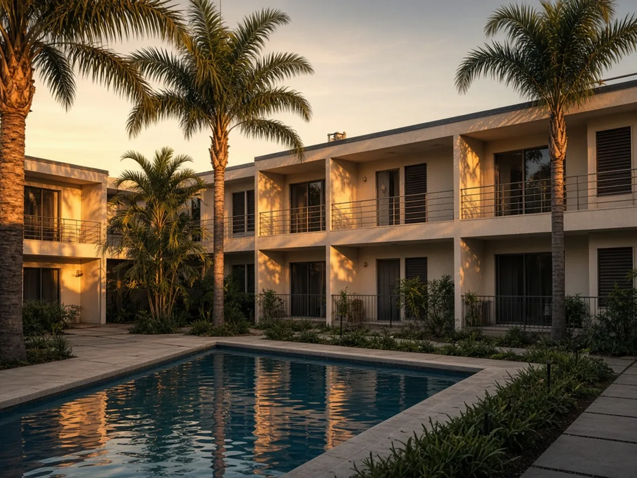 Exterior of a Los Angeles area apartment building