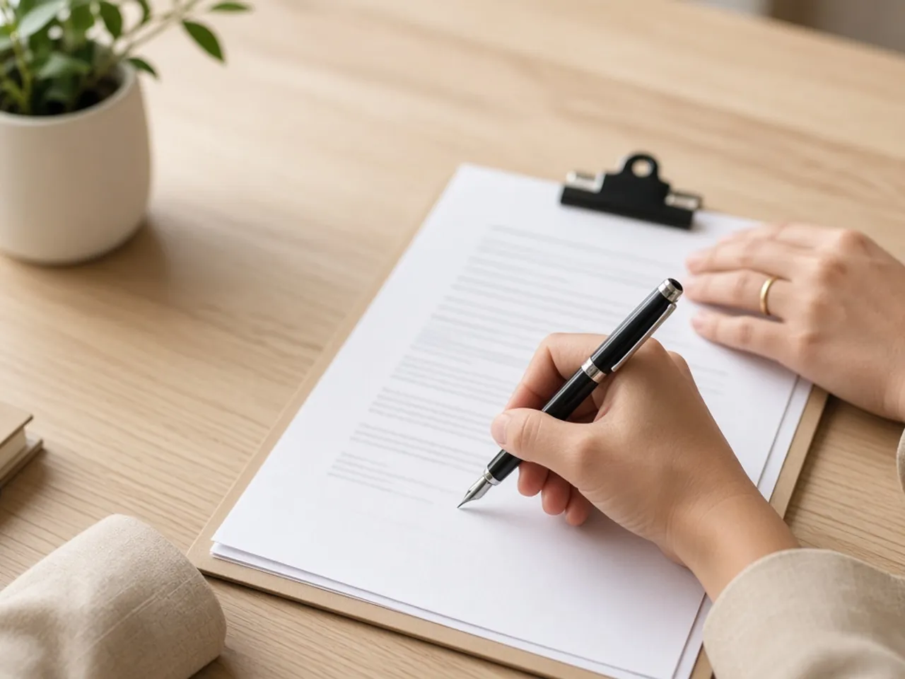 Rental lease documents being reviewed before signing