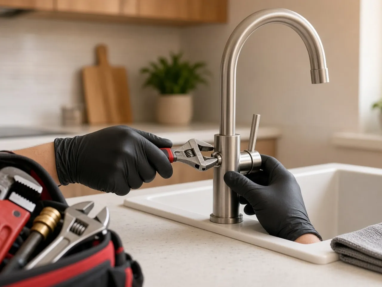 Maintenance professional working on a rental property repair