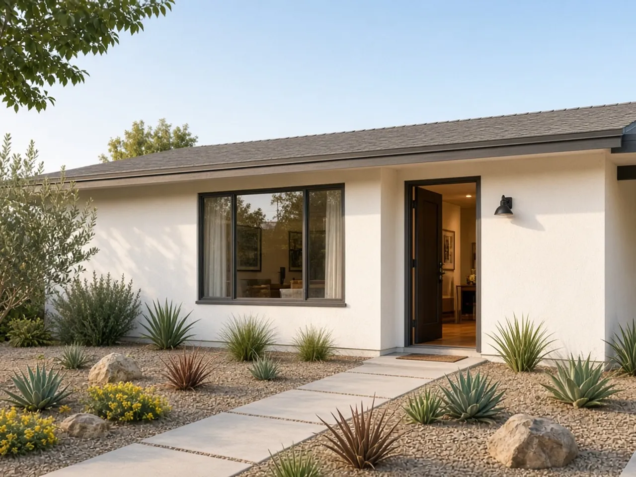 Single-family home with a landscaped front yard